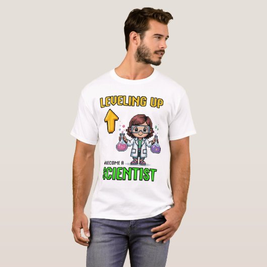 Leveling Up Scientist Ck To School Funny Gamer Gir T-shirt (Voorkant volledig)
