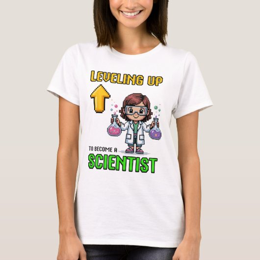 Leveling Up Scientist Ck To School Funny Gamer Gir T-shirt (Voorkant)