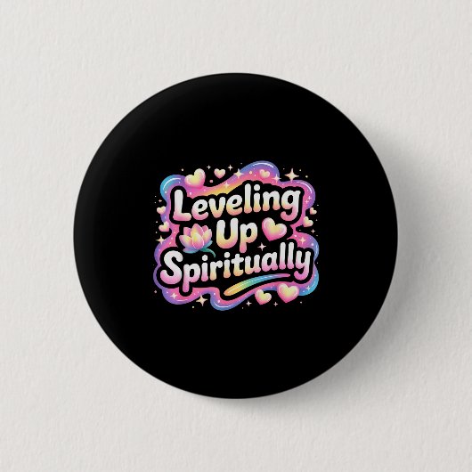 Leveling Up Sritually Mindfulness Meditation Ronde Button 5,7 Cm (Voorkant)
