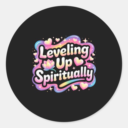 Leveling Up Sritually Mindfulness Meditation Ronde Sticker (Voorkant)