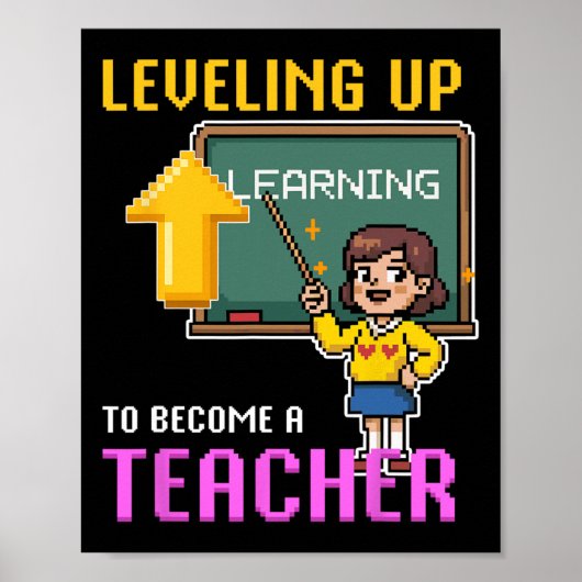 Leveling Up Teacher Ck To School Funny Gamer Girls Poster (Voorkant)