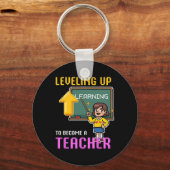 Leveling Up Teacher Ck To School Funny Gamer Girls Sleutelhanger (Voorkant)
