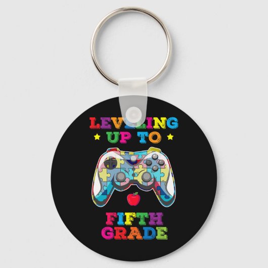Leveling Up To 5th Grade Autism Gamer Ck To School Sleutelhanger (Voorkant)