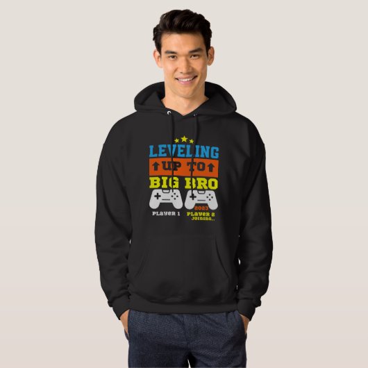 Leveling up to Big Bro 2023 Pregnancy Announcement Hoodie (Voorkant volledig)