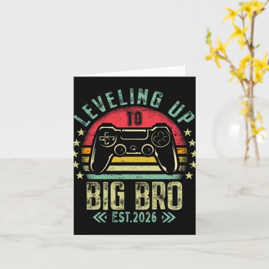 Leveling Up To Big Brother 2026 Funny New Gamer Bo Kaart (Gele Bloem)