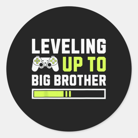 Leveling Up To Big Brother - Funny Gamer For Men K Ronde Sticker (Voorkant)