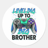 Leveling Up To Big Brother Video Game Player Gamer Ronde Sticker (Voorkant)