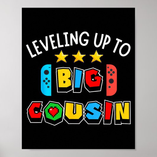 Leveling Up To Big Cousin Funny Gaming Video Game Poster (Voorkant)