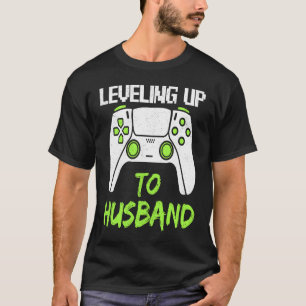 Leveling Up To Husband vrijgezellenfeest mannen v T-shirt