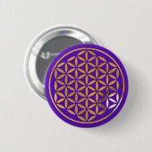 Leven 1 - goudstempel | violet ronde button 5,7 cm (Voorkant /achterkant)