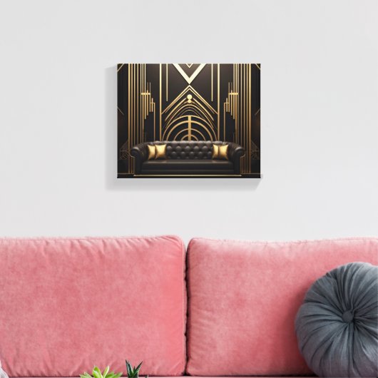 Leven 1 Uitgerekte Art Deco Canvas Print (Insitu (Woonkamer))