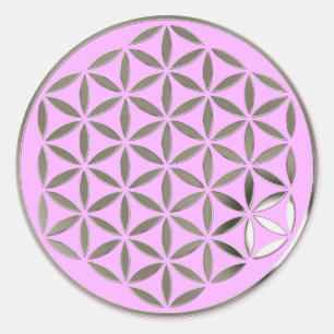 Leven 1 - Zilverstempel lichtroze Ronde Sticker