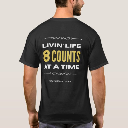 "Leven 8 Tellen per Tijd" T-Shirt (Achterkant)
