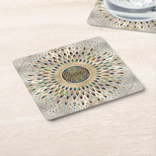 Leven - Abalone Shell en Pearl Kartonnen Onderzetters (Schuin)