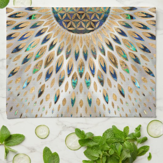 Leven - Abalone Shell en Pearl Theedoek (Gevouwen)
