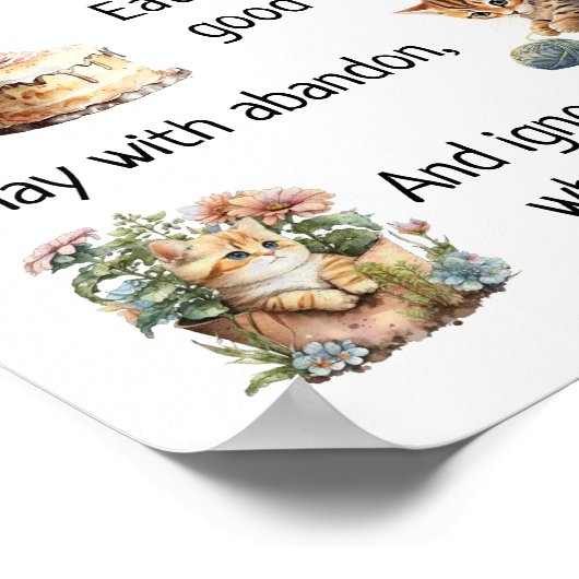 Leven als een kat Waterverf kunst muur opknoping Poster (Hoek)