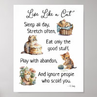 Leven als een kat Waterverf kunst muur opknoping