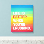 Leven als je lacht. canvas afdruk (Insitu (Houten vloer))