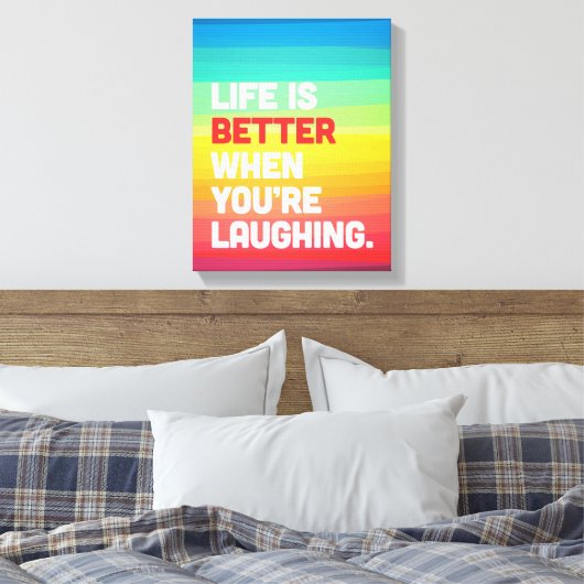 Leven als je lacht. canvas afdruk (Insitu (Slaapkamer))