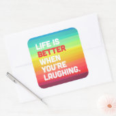 Leven als je lacht. vierkante sticker (Envelop)