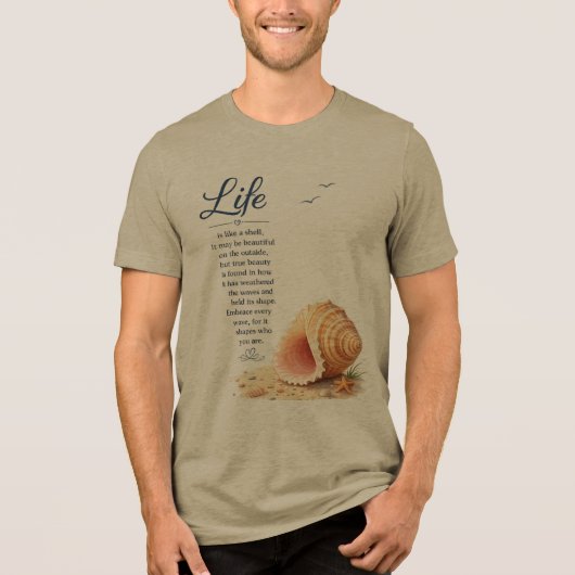 Leven Als Zeeschelp Inspirerende Kust Kleding Here Tri-Blend Shirt (Voorkant)