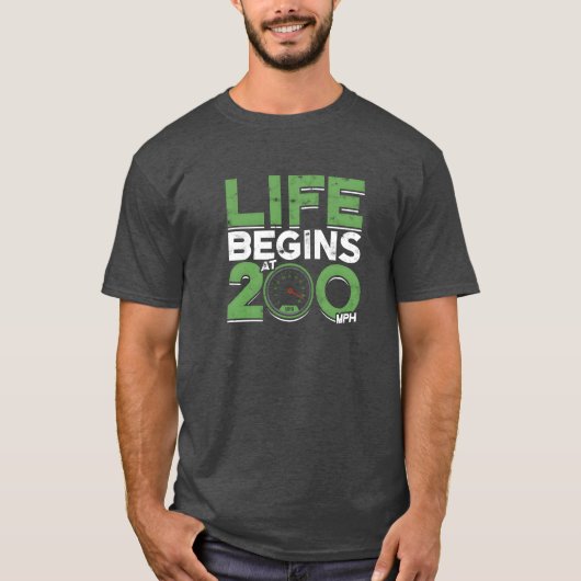 Leven begint bij 200 mph Auto T-shirt (Voorkant)