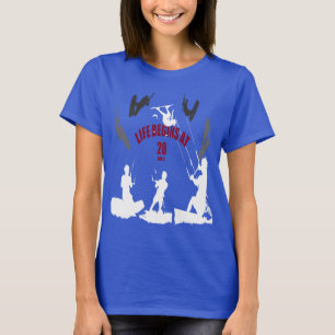 Leven Begint bij 20 Knopen Zwart Grijs Wit Silhoue T-shirt