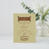 Leven begint na de koffie grappige uitspraken briefkaart (Staand voorkant)