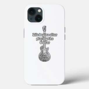 Leven begint na het gitaar spelen. zwart & wit Case-Mate iPhone case