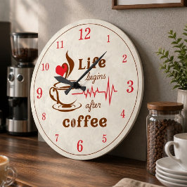 Leven Begint Na Koffie Acryl Wandklok