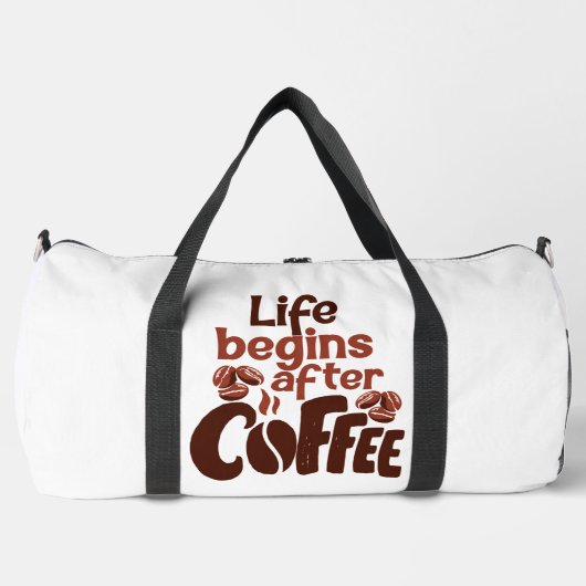 Leven Begint Na Koffie Grafisch Plunjezak (Voorkant)