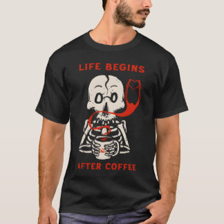 Leven begint na koffie grappig t-shirt