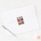 Leven Begint Na Koffie  Vierkante Sticker (Envelop)