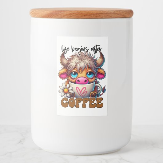 Leven Begint Na Koffie  Voedselcontainer Etiket (Voorkant)