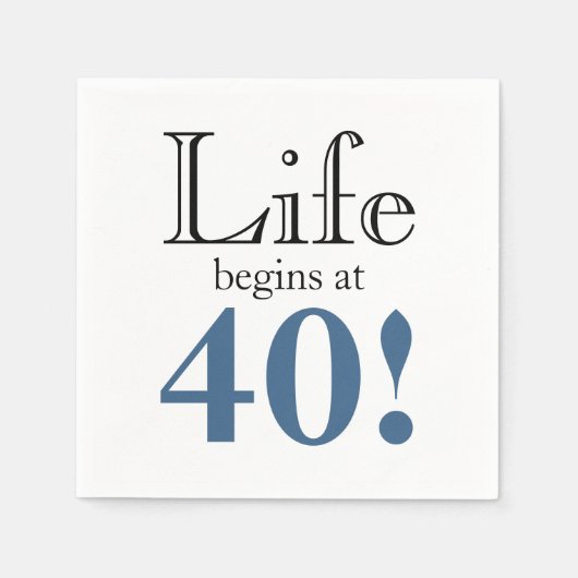 Leven begint op 40 leisteenblauw en zwart koel ret servet (Voorkant)