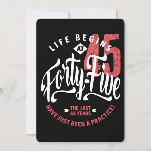 Leven begint op 45 | 45ste verjaardag kaart (Voorkant)