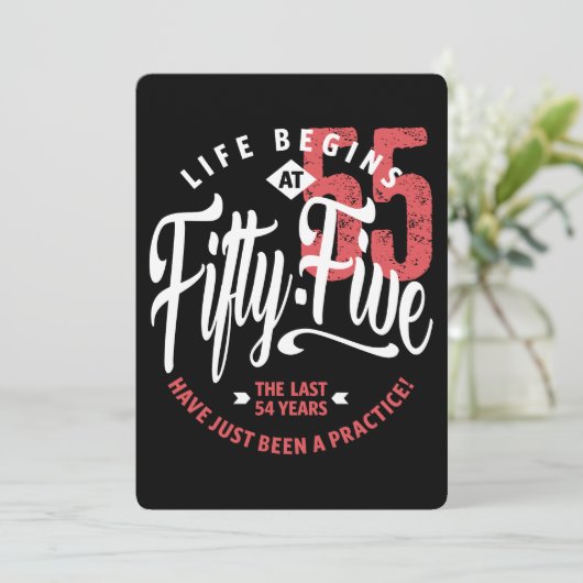 Leven begint op 55 | 55ste verjaardag kaart (Staand voorkant)