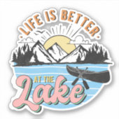 Leven beter bij de bergen Canoe Sunset Sticker (Voorkant)