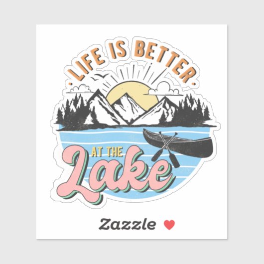 Leven beter bij de bergen Canoe Sunset Sticker (Vel)