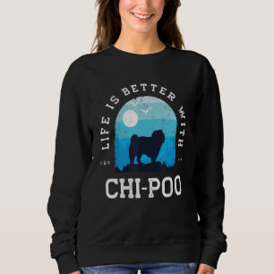 Leven Beter Chi Poo Vintage Blauwe Hond Moeder Vad Trui