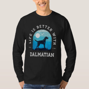 Leven Beter Dalmatische Honden Retro Blauwe Hond M T-shirt