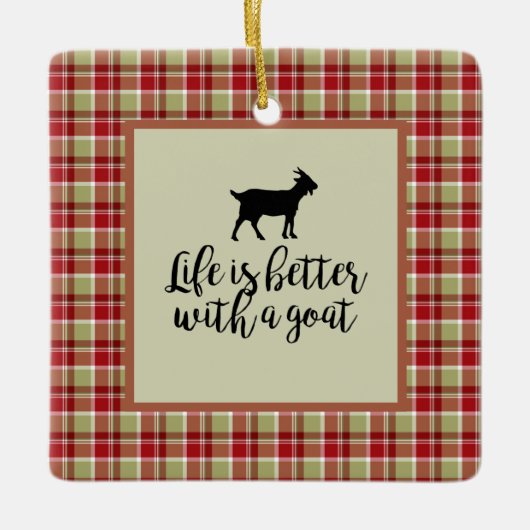 Leven beter dan gepolijst geit keramisch ornament (Voorkant)