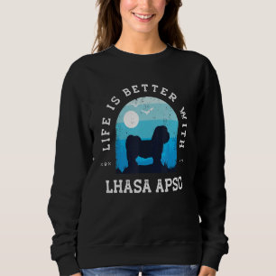 Leven Beter Lhasa Apso Vintage Blauwe Hond Moeder Trui