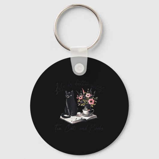 Leven Beter Met 2 Katten Boeken Kitten Kitty Vrouw Sleutelhanger (Voorkant)