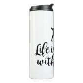 Leven beter met geitst en zilveren tekst thermosbeker (Gedraaid links)