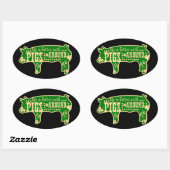 Leven Beter Met Varkens Zwart Ovale Stickers (Vel)