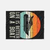 Leven Beter Op Boot Zonsondergang Retro Jacht Kapi Fleece Deken (Voorkant (Horizontaal))