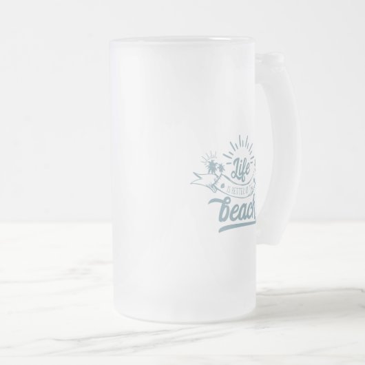 Leven beter op strand matglas bierpul (Voorkant rechts)