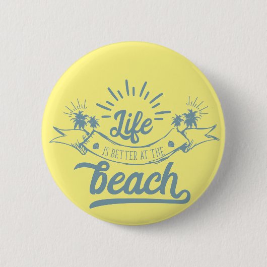 Leven beter op strand ronde button 5,7 cm (Voorkant)