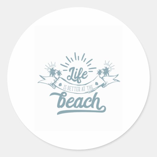 Leven beter op strand ronde sticker (Voorkant)